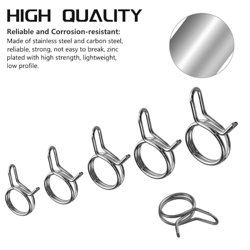WMYCONGCONG 250 PCS Double Wire Fuel Line Hose Tube Spring Clips Clamp Assortment Kit for Motorcycle ATV, 5-14mm