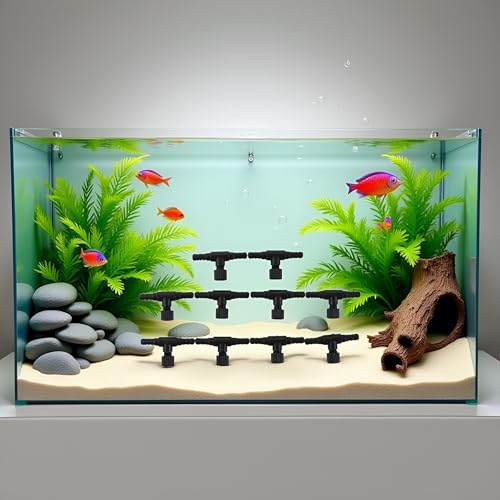 10 Pcs Black T Shaped Aquarium Air Valve, Plastic Fish Tank Air Line Flow Control Regulator Valve Aquarium Air Pump Accessories Adjustable Connector Switch Tap