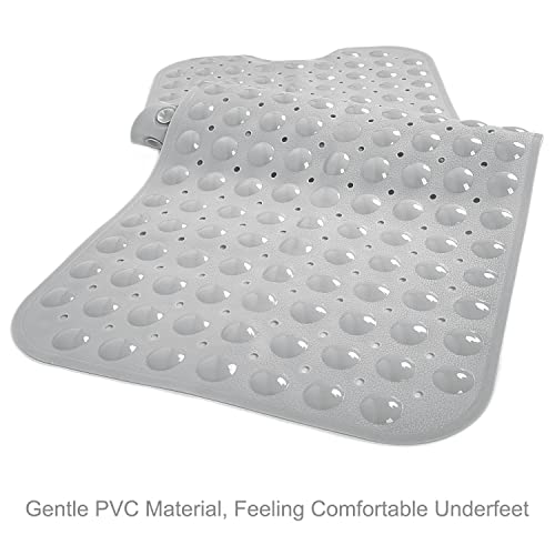 TEESHLY Bathtub Mats for Shower Tub, Extra Long Non-Slip 39 x 16 Inch Bath Mat with Drain Holes and Suction Cups, BathMat for Bathroom with Machine Washable (Opaque Gray) - color: Opaque Gray