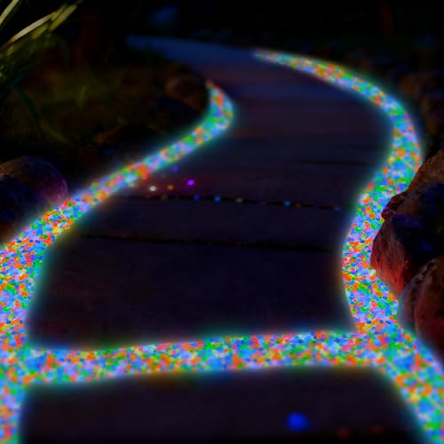 400pcs Glow in the Dark Rocks for Outdoor Garden & Aquarium – Luminous Stones for Landscaping, Pathway, Patio, Driveway, Walkway, Fish Tank, Plant Pots(Multicolor) - color: Multi