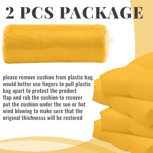 Geelin 2 Pcs Outdoor Patio Chair Cushion Thick High Back Adirondack Chair Cushion Tufted Weather & Fade Resistant Anti-Slip Outside Rocking Chairs Pads with Ties, 44 x 19 x 4 Inch (Amber) - color: Amber