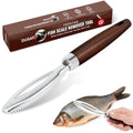 Dugato Fish Scale Remover Tool with Wooden Handle – Stainless Steel Fish Scaler Scraper for Quick & Easy Fish Cleaning – Rustproof Serrated Edge Seafood Descaling Tool for Kitchen & Outdoor Use