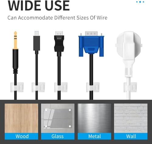 Viaky Self Adhesive Cable Clips, Wire Organize Cables Wire Management Clamps Outdoors Tie Holder Work for Cable Width 0.4''-Computer, Electrical Charging(Translucent, 30pcs) - color: 30translucent, size: for 0-0.4''(10mm) cable