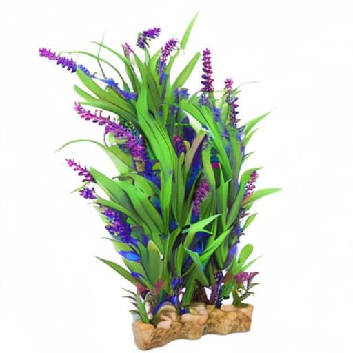 CNZ Aquarium Decor Fish Tank Decoration Ornament Artificial Plastic Plant Green/Purple, 11-inch
