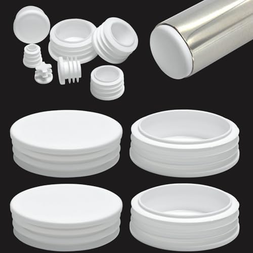 EASYEAH 3-1/8" (80mm) Plastic Hole Plugs White -Round Chair Leg Caps, Flush Mount Pipe Plugs, Tubing End Caps for Metal&Wood Legs Tube, Outdoor Furniture Feet caps & Table Plastic Plugs, 4 PCS - color: White, size: 4 PCS,3-1/8"