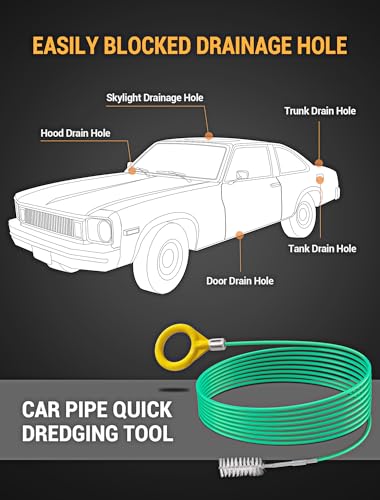 Auto Sunroof Cleaning Tool, 120 Inch Flexible Pipe Brush, 2PCS Tube Cleaning Brushes for Car Sunroof, Windshield Wiper Drain Hole