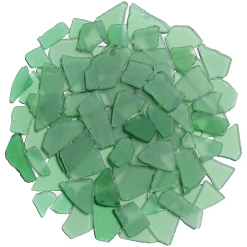 QYGL Sea Glass for Crafts - 14oz Green Frosted Seaglass Pieces - Vase Filler and Aquarium Ornament, DIY Craft Supplies for Art, Beach Weddings, and Home Decor - color: Dark Green
