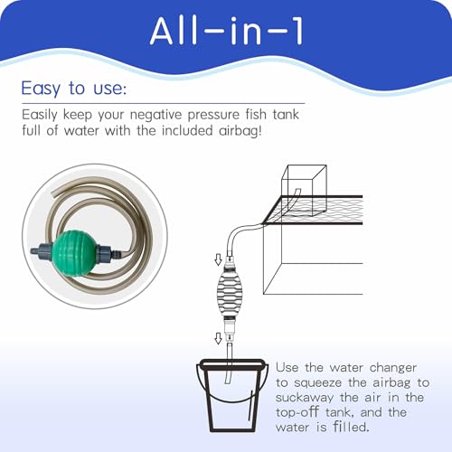 Vacuum Suspended Fish Tank – 0.8 Gallon Negative Pressure Aquarium with Clear Fish Elevator, Auto-Refill Water System, Increases Fish Activity Area & Unique Aquarium Décor