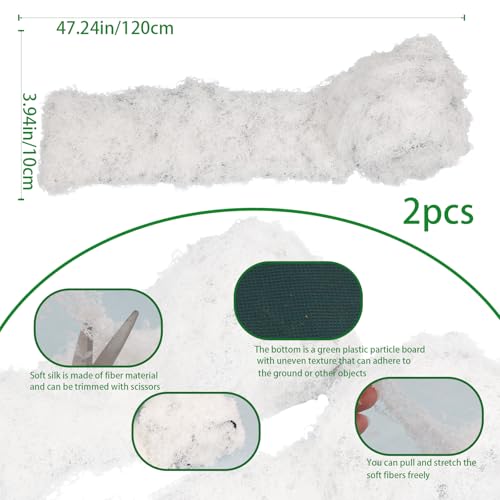 2 Pcs Fake Moss Table Runner Rolls for Decoration 4" x 47" Artificial Moss for Plants Indoor White Faux Grass for Planters Crafts DIY Table Centerpieces Fairy Garden Floral Wedding 10 x 120cm - color: 2 Pcs White, 4 X 47 Inch/10x120cm