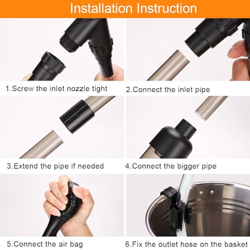 Small Gravel Vacuum for Aquarium, Manual Siphon Aquarium Cleaner with Adjustable Extension Tubes & Flow Control