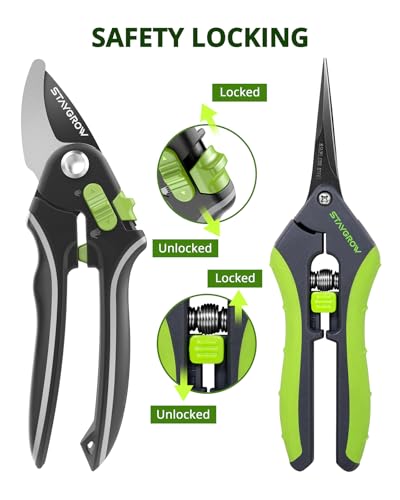 Gardening Scissors, Sharp Plant Trimming Scissors for Precise Cuts, Stainless Steel Pruning Shears Bonsai Clippers, 8.5" Bypass Garden Shears & 6.5" Straight Trimming Scissors 2 Pack - style: 6.5" Straight & 8.5" Bypass