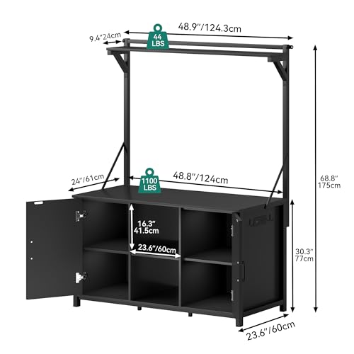 YITAHOME 120 Gallon Fish Tank Stand with Power Outlets, Heavy Duty Metal Large Aquarium Stand with Cabinet, Reptile Terrariums Table for Turtle Accessories Storage,1100LBS Capacity, Black - color: Black, size: 48.9"L x 24"W x 68.8"H