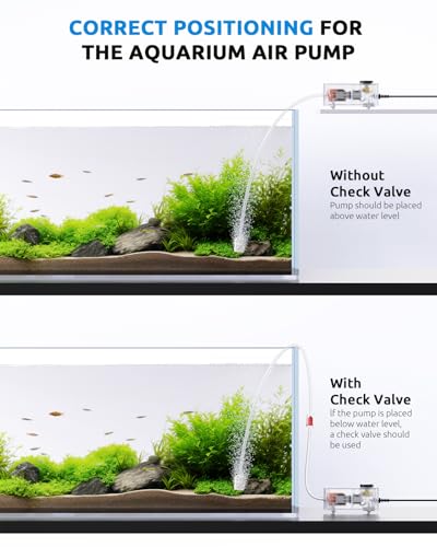 SEAOURA Aquarium Air Pump, Adjustable Fish Tank Bubbler, 2W/24GPH Quiet Air Bubbler for Aquarium, Oxygen Aerator Pump Single Outlet with Air Stone & Tubing Accessories, 5-30 Gallon - size: 1 Outlet (≤ 30 Gal Tank)