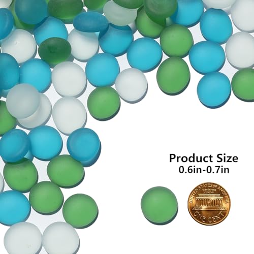 QYGL Sea Glass Gems - 0.9 Lb Green Mix Frosted Flat Glass Marbles, Flat Gems Decorative Stones for Vase Fillers, Aquarium Rocks, Floral Supplies, Table Scatter, Craft Mosaics, and DIY Ornaments - color: Green, Aquamarine, White