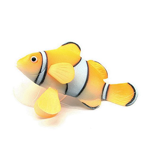 Silicone Aquarium Artificial Floating Glowing Clownfish Set Decor Ornament for Fish Tank, 4 Color (Red, Green, Orange and Black)