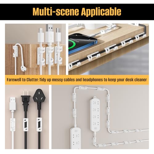 50 Pcs Self Adhesive Cable Clips,Upgraded Cable Management with Screw Hole,Strong Cord Organizer for Under Desk,Car,TV PC,Christmas Light Indoor/Outdoor-White L - color: white, size: L(Fit 0.24-0.35in)