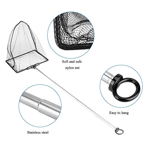 Mogoko Aquarium Fish Net, 10.8" x 16.3" Rectangular Fish Net with 5.5"-16.3" Extendable Telescopic Plastic Handle, Fine Mesh Nylon Fish Tank Accessory - size: 6 inch