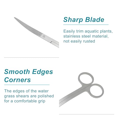 Stainless Steel Aquarium Scissors, Wave Design, Professional Aquaplant Maintenance Tool, Silver Tone, 1 Pcs