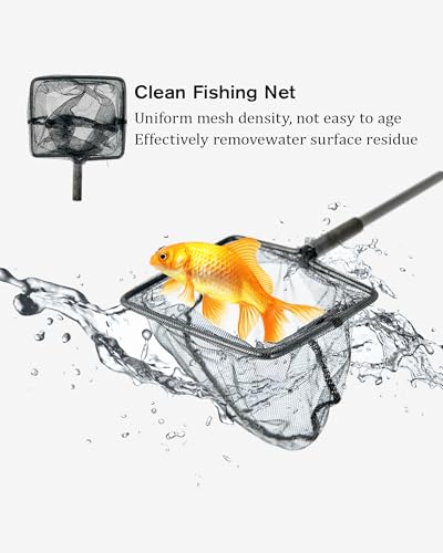 Stainless Steel Algae Scraper Aquarium Cleaning Tool for Glass Aquariums, Including Algae Scraper, Sponge Pad, Fish Net, Cleaning Brush, Adjustable Length, Durable, Does Not Hurt The Fish Tank