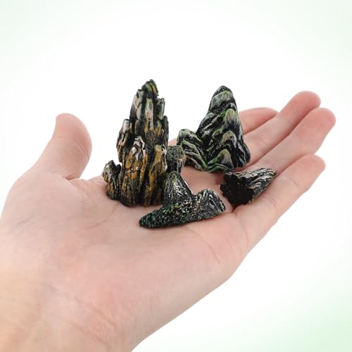 HANABASS 8 Pcs Miniature Rockery Decor, Resin Mountain Figurines for Zen Garden Micro Landscape, Planter Accessories Aquarium Fish Tank Stone Statue