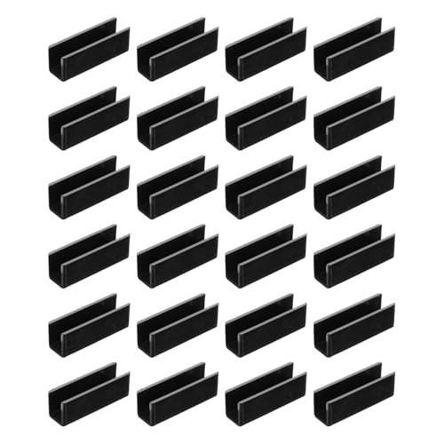 uxcell 24Pcs Plastic Glass Connector, 180 Degree Glass to Glass Clamp for 10mm Thick, Fixing Bracket Rimless Clip Holder for Aquarium Fish Tank Display Shelves, (10mm, Black) - size: 10mm