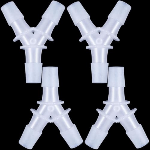 PAGOW 4 Pcs Plastic Hose Splitter, Y Shaped 3 Way plastic Tubing Joint Splicer for Oxygen Tubing Pipe Household Fuel Gas Liquid Air (1/2'') - size: 1/2" (4 Pcs)