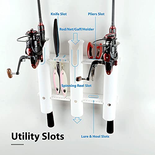 ISURE MARINE Fishing Rod Holder Bracket Wall Mounted Boat Side Mount Tool Holder Tube Links with Screws 2/3/4/6 Pole Tube (White/Black) - color: 3-Link White