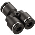 3/8 Push To Connect Fittings Y Air Splitter Union Air Line Fittings Quick Connect Air Hose Pneumatic Fittings (10 Pack) - color: Black-Y, size: 3/8" OD 10 PCS