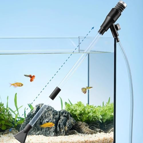 Manual Hand Pump Cleaner, Aquarium Gravel Vacuum Cleaner Tool, 170cm Hose with Strong Suction, Flexible Siphon Pump, Fish Tank Cleaners with Portable Design, Water Change for Aquarium