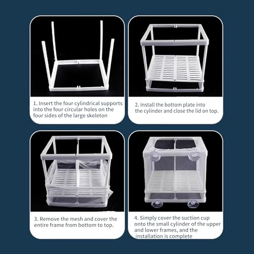 2PCS Protective Aquariums Breeding Cage Netting Nursery Tanks with Suction Cup for Fry Rearing and Secure Observation Fish Breeding Box with Suction Cup - color: Upgrade large number