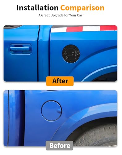 Hoolcar for F150 Black Gas Tank Cap Cover for Ford F150 2004 2005 2006 2007 2008 Fuel Filler Door Gas Cap Lid Housing Kit Exterior Accessories, ABS (Not Replacement) - color: Black, size: For F150 2004-2008