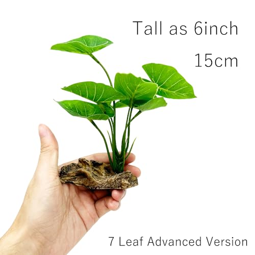 Fish Tank Decor Aquarium Decorations Ornaments Betta Leaf pad Hammock 6inch Plastic Artificial Plant Goldfish Fish Hides Small Tank/Reptiles Plants Driftwood (Green-Type-A) - color: Green-type-a