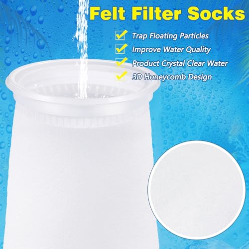 Jecery 16 Pack 4 Inch Ring Filter Socks 200 μm Aquarium Filter Bags Aquarium Socks for Tank Sump Saltwater Freshwater(9.5 × 4 inches) - size: 9.5 × 4 inches