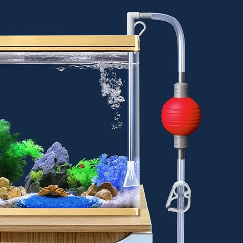Fish Tank Cleaner 7.2ft Manual Adjustable Air Bag Valve Hot Tub Vacuum Fish Tank Gravel Sand Cleaning Aquarium Vacuum with Flexible Hose and Wand for Pool Grass Debris Cleaning, Fish Tank Cleaner