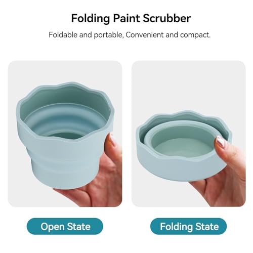 Collapsibles Paint Brush Washer, 2Pcs Collapsibles Water Bucket for Painting Silicone Watercolor Cup Portable Water Cup for Painting