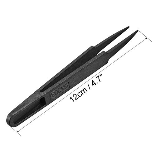 uxcell Plastic Anti-static Tweezers, Precision Point Tip for Jewelry Craft DIY Beauty Electronics Repair Tool Black - style: Point Tip