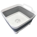 9L (2.4Gal) Dish Basin Collapsible with Drain Plug Carry Handles,Kitchen Storage Tray Dish Wash Basin, Portable Dish Tub, Foldable Dishpan for Camping,RV,Gray - color: Gray