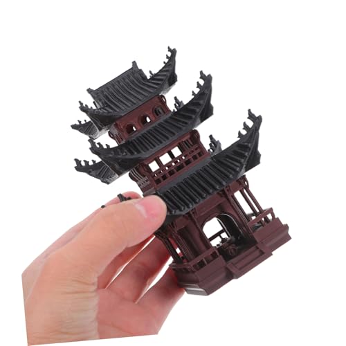 MAGICLULU Mini Aquarium Pavilion Mini Chinese Building Statue Fish Shelter Aquarium Castle Ornament Decor Fish Tank Bonsai Ornament