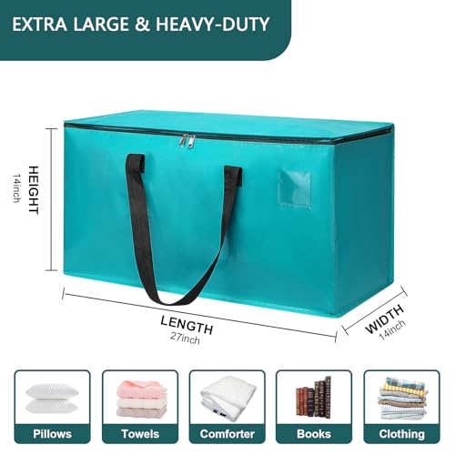 Moving Bags Heavy Duty Sky Blue – Large Packing Bags for Moving, Extra Large Storage Totes with Zippers and Handles - color: Sky Blue
