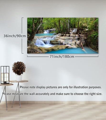 Cao Gen Decor Art S01598 1 Panels Wall Art Tropical Beautiful Waterfall Prints Light Green Forest Natural Picture Canvas Paintings Scenery Spring Summer Landscape for Home Wall Decor Artwork - color: waterfall-B, size: 71L" x 36W"