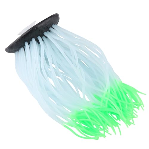 Simulation Anemone Artificial Anemone Glow in the Dark Silicone Aquarium Decor with Strong Suction Cup for Fish Tank Ornament (Green) - color: Green