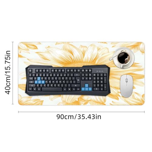 XXL Gaming Mouse Pad Sunflower Vintage Flower XXL Gaming Mouse Pad Large Desk Mat Protector for Desktop, Anti-Slip Rubber Extended Computer Keyboard Mat Writing Pad, 15.7 * 35.4 in,B-1480 - color: B-1480, size: 15.7*35.4 In