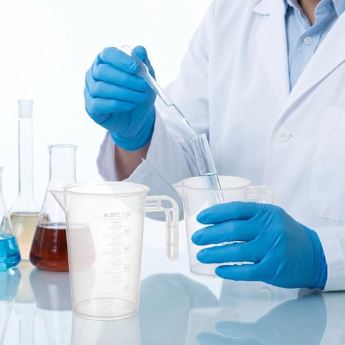 100ml and 50ml Plastic Clear Measuring Cup, 2 Pcs Graduated Measuring Cup with Handle Multipurpose PP Beaker for Home Kitchen Lab