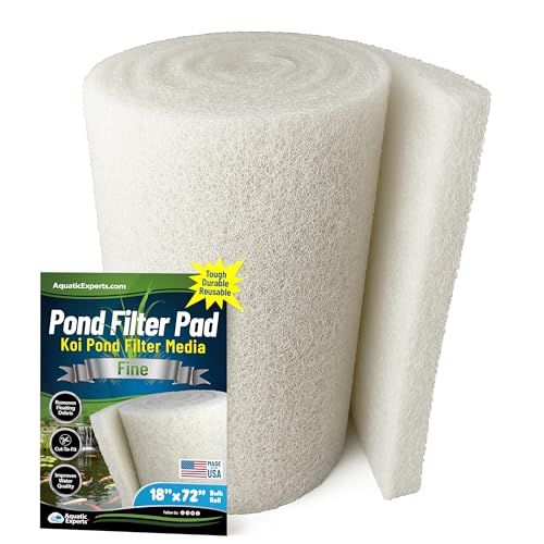 Aquatic Experts Classic Koi Pond Filter Pad FINE - White Bulk Roll Pond Filter Media, Ultra-Durable Pond Filters for Outdoor Ponds, Reusable Fish Pond Filter Material, USA, (3/4" - 1" x 18" x 72") - size: 18" x 72"