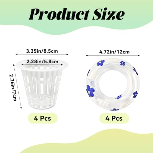 4 Pcs Floating Aquarium Plant Holder, Plant Basket for Aquarium with Floating Rings for Fish Tank Aquaponic Plant Cultivation and Aquarium Decor