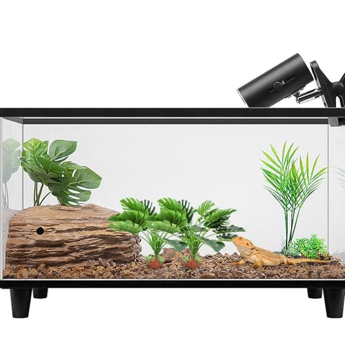2 Pack Fake Monstera Plant Tank Decor, Realistic Artificial Plastic Plant Decoration for Reptile Amphibian Habitat Terrarium, Decor Accessories for Bearded Dragon Betta Fish Tortoise Chameleon Lizard