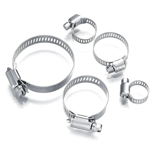 40 Pcs Hose Clamps Stainless Steel, 6-51mm Adjustable Worm Gear Pipe Clamps, Fuel Line Hose Clips Heavy Duty for Plumbing, Dishwasher, Automotive, Washing Machine, Mechanical - size: 40 pcs (1/4'' - 2'')
