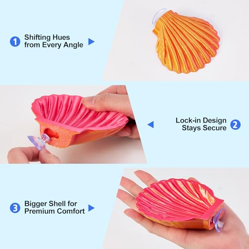 2pcs Betta Fish Shell Hammock, Large Aquarium Hammock Shell with Suction Cup, Shells Betta Resting Spot, Aquarium Decorations Accessories (Gold Red) - color: Gold Red Gradient