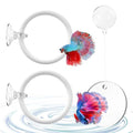 Betta Fish Tank Accessories, 2 Pcs Betta Exercise Ring and Bettas Mirror with Floating Ball, Plastic Bettas Fish Toys for Enrichment Aquarium, Fish Training & Play