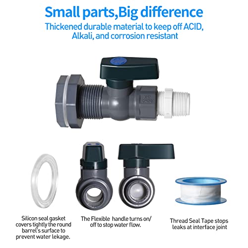 Suswillhit Rain Barrel Spigot Kit - Water Barrel PVC Garden Diverter Kit with Bulkhead Fitting Hose Faucet Adapter and Thread Seal Tape for Water Tanks, Aquariums, Tubs, Pools, Garden Barrels(1 Pack) - color: 1Pack